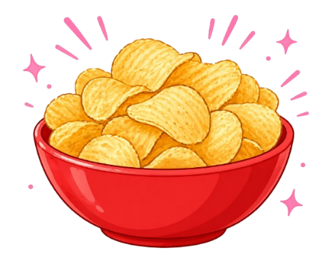 Potato chips bowl cartoon