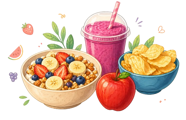 Colorful food cartoon illustration
